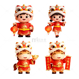 喜庆新年卡通人物形象设计素材
