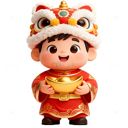 卡通新年喜庆娃娃金元宝摆件