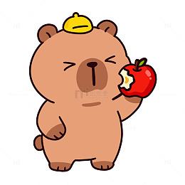 可爱卡通熊苹果插画简笔画