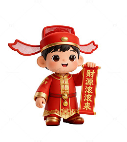 卡通财神爷祝福摆件