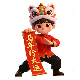 卡通马年庆祝图