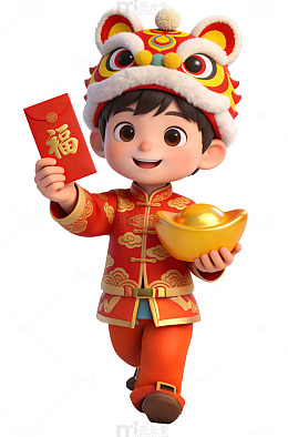 卡通新年喜庆人物插画