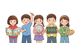 卡通儿童学习场景插画