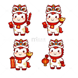 卡通马年祝福图案设计素材