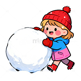 冬日玩耍卡通雪人插画