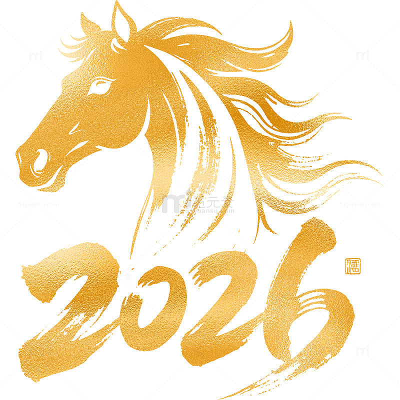 2026黄金质感马年艺术字