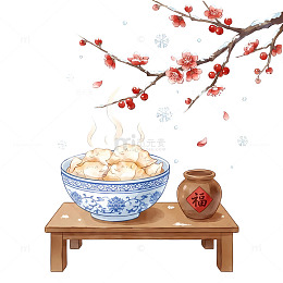 中国风冬至立冬饺子插画素材
