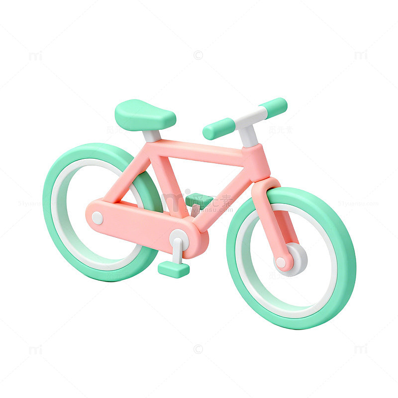 卡通风格儿童自行车模型3D素材