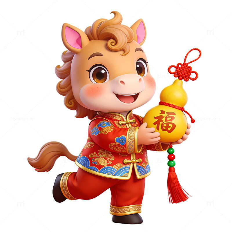卡通马年喜庆吉祥物设计免扣素材