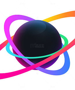 抽象行星彩虹环艺术图案