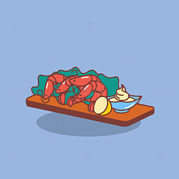卡通海鲜美食插画