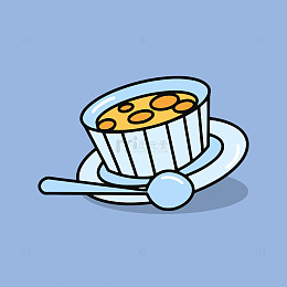 卡通风格杯子与勺子插画