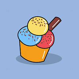 卡通冰淇淋甜点矢量插画