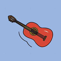 卡通吉他插画