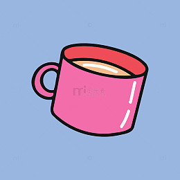 粉色卡通茶杯插画