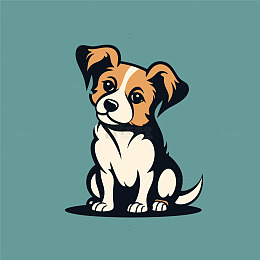 手绘卡通小狗元素