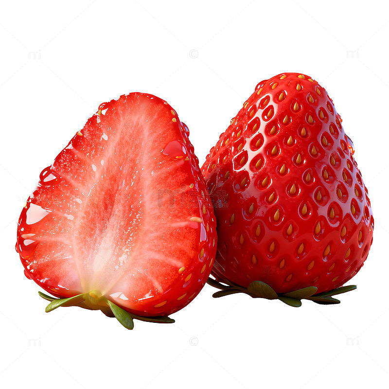 鲜艳草莓特写摄影图