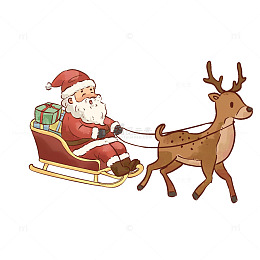 卡通圣诞雪橇送礼物