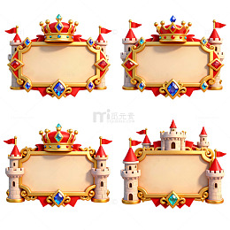 卡通城堡边框装饰图案设计素材