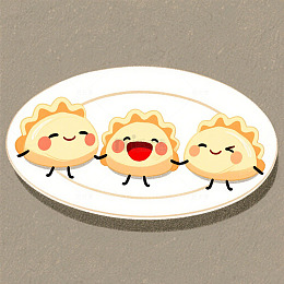 卡通饺子美食插画设计素材