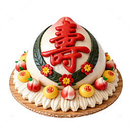 传统中式祝寿蛋糕馒头装饰设计