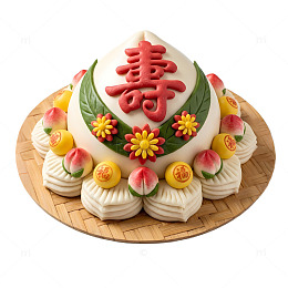 传统中式寿桃糕点山东馒头装饰设计