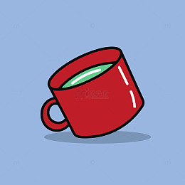 卡通风格红色茶杯插画