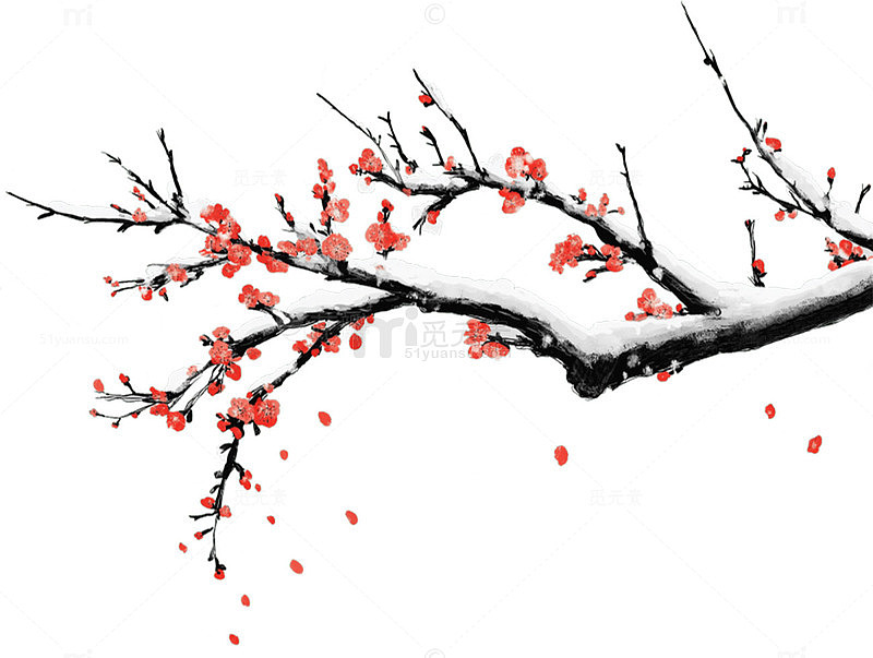 水墨梅花冬季风景水墨画
