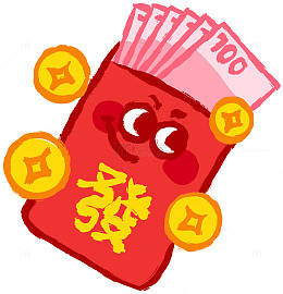 喜庆红包金币插画