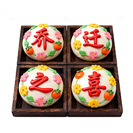 中式花卉装饰糕点山东饽饽馒头礼盒