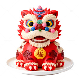 传统中国红狮山东馒头饽饽摄影图素材