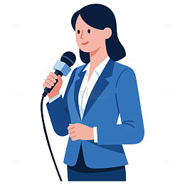 商务女性演讲矢量插画