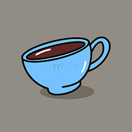卡通蓝色茶杯插画