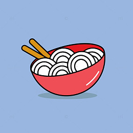 卡通风格红色碗饺子插画