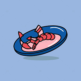 海虾卡通海鲜美食插画