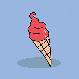 可爱草莓卡通冰淇淋插画设计素材