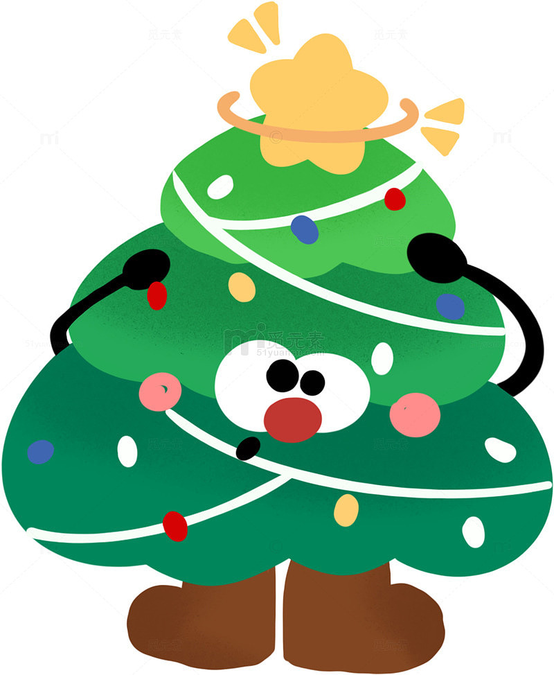 卡通圣诞树装饰图案设计素材
