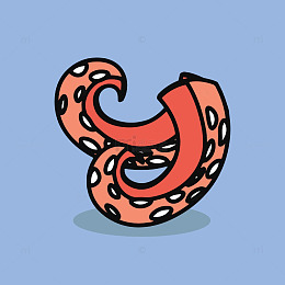 卡通风格椒鱿鱼圈图案设计元素