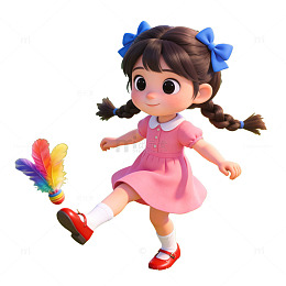 卡通小女孩跳舞图片素材