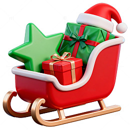 圣诞雪橇礼物插画