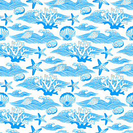 海洋元素花纹布料设计四方连续图