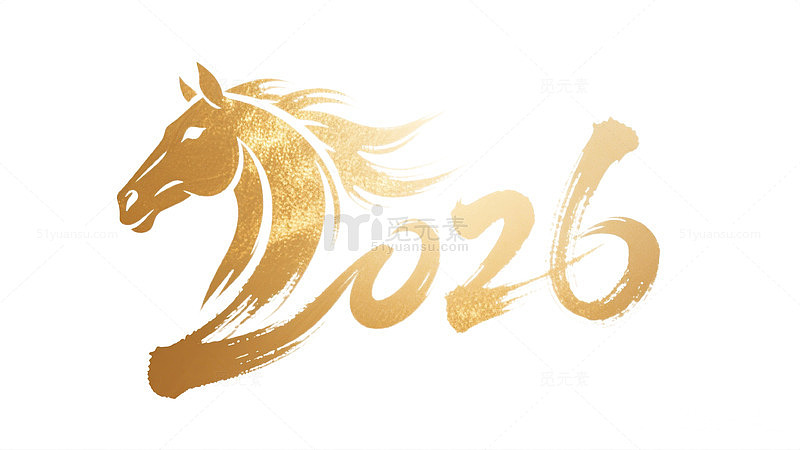 2026马年马头金色字体鎏金