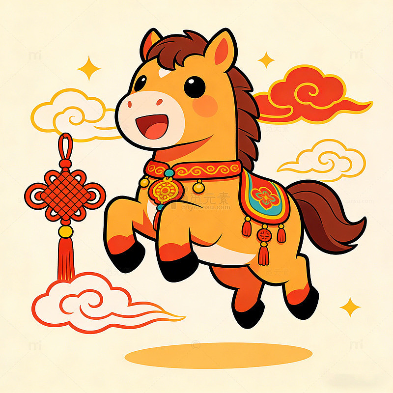 卡通马年吉祥图案插画