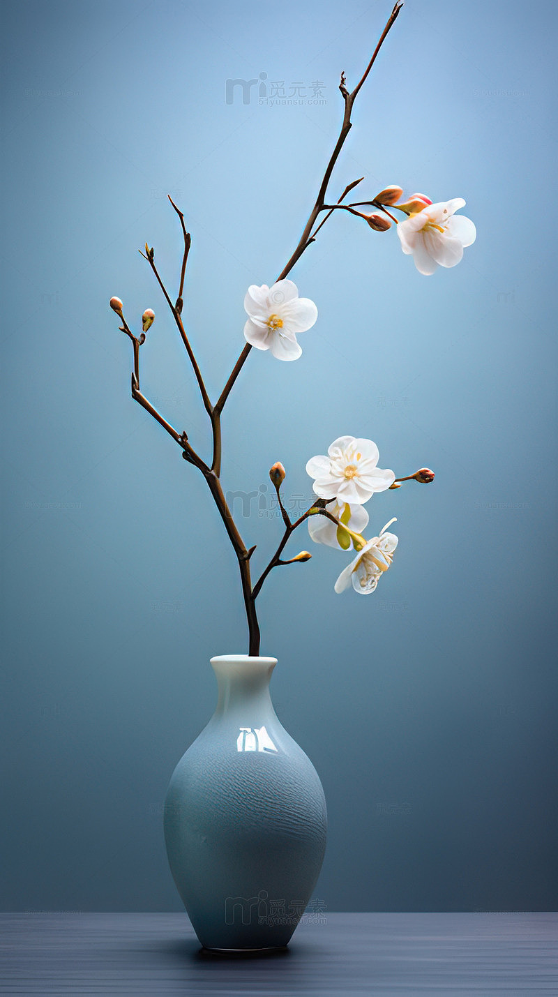 淡雅花瓶插花艺术