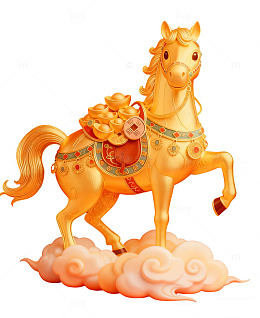 金色吉祥马插画C4D