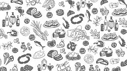 黑白手绘美食图鉴集锦