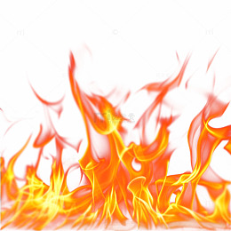 纯白背景下热烈燃烧的火焰