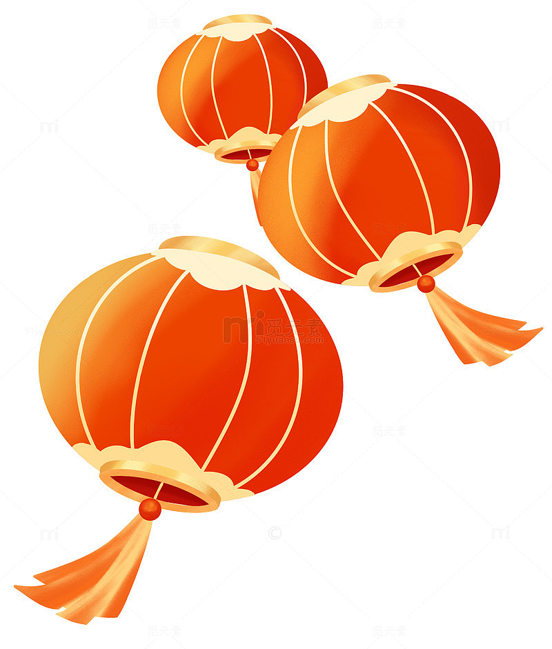 传统中国风红灯笼装饰元素