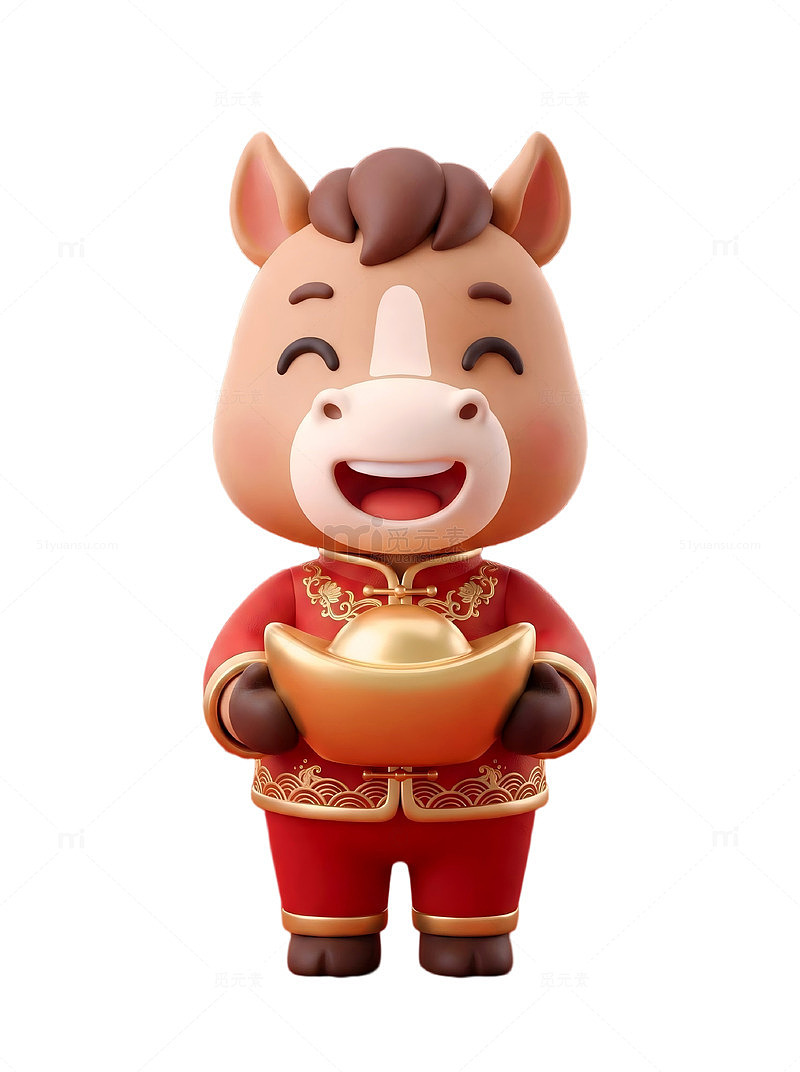 3D马年吉祥物盲盒风金元宝