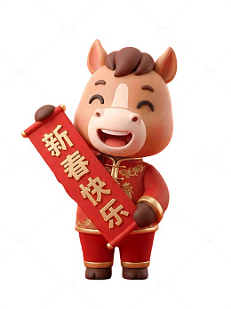 3D马年吉祥物盲盒风新春快乐
